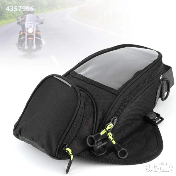 Мото чанта за резервоар Automat, Водоустойчива, Прозрачен прозорец, Черна, снимка 1