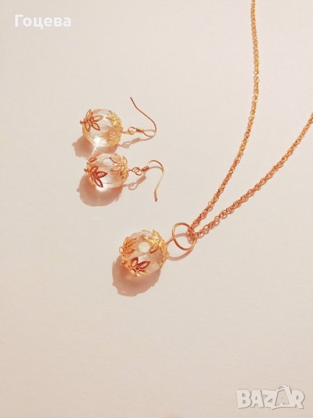 Изящен сет с фини кристали и филигрирани орнаменти в цвят Злато ., снимка 1