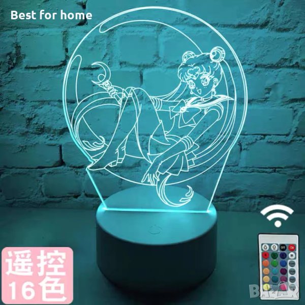 3D лампа с дистанционно Sailor Moon, снимка 1