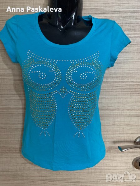 Светло синя тениска с бухал, снимка 1
