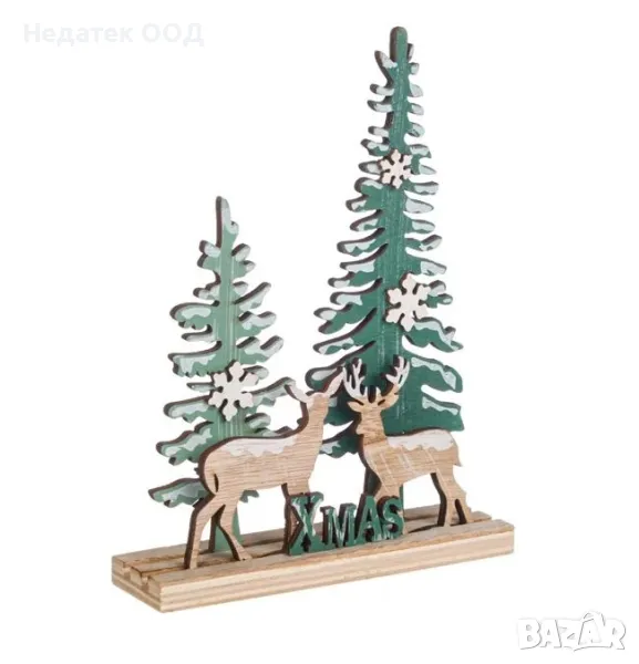 Коледна, Декоративна, Украса, Гора, Дървена, 20 см, снимка 1