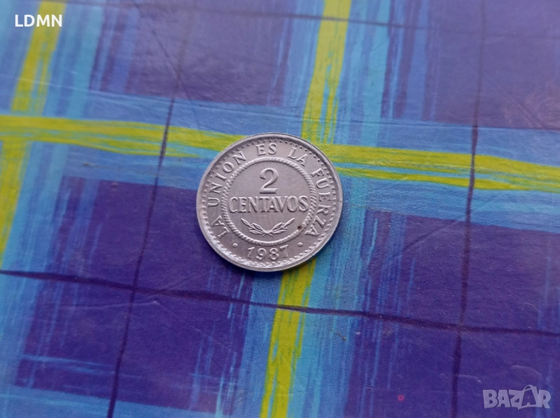 2 Centavos 1987 UNC Боливия, снимка 1