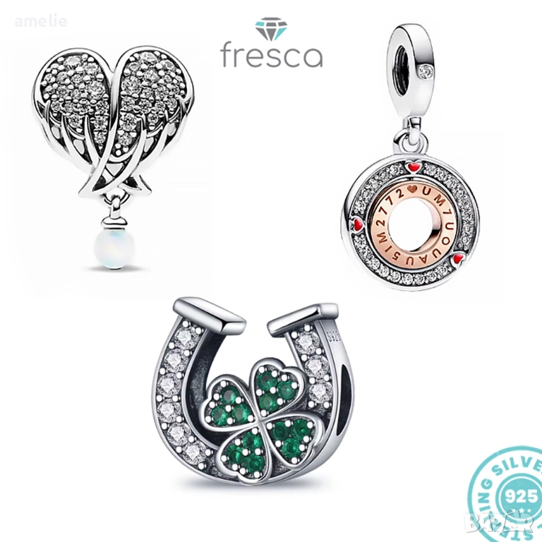 Колекция талисмани Love and Luck Fresca по модел тип Pandora Пандора с печат S925, снимка 1