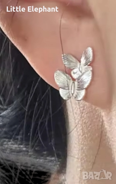 Сребърни обеци plein double пеперудки,колекция"Butterflies"/нови, снимка 1