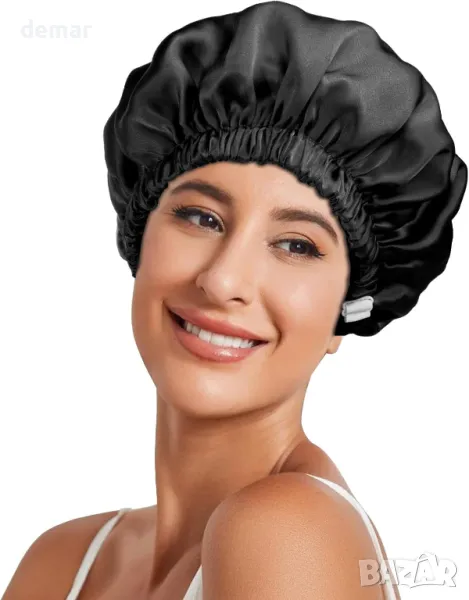 Necole 22 Momme 100% Mulberry Double Silk копринено боне за сън, черно, 25 x 20 x 1,6 см, снимка 1