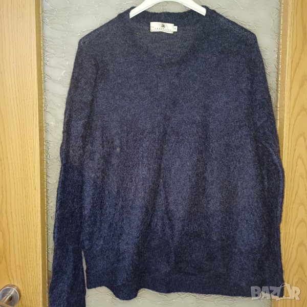Син пуловер мохер, вълна и алпака М, снимка 1
