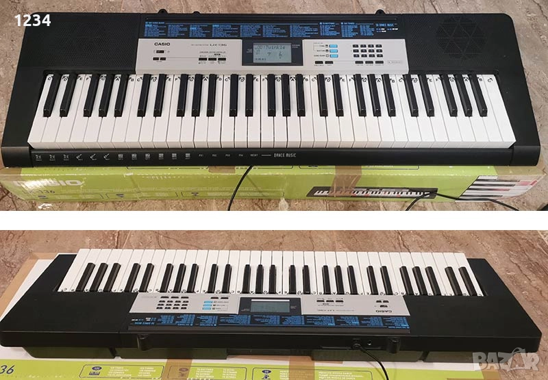 КАТО НОВ синтезатор клавир CASIO LK-136 пиано с плътни светещи клавиши 5 октави, снимка 1