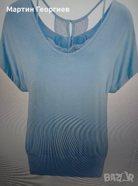 ефектна блуза с къс ръкав, снимка 1