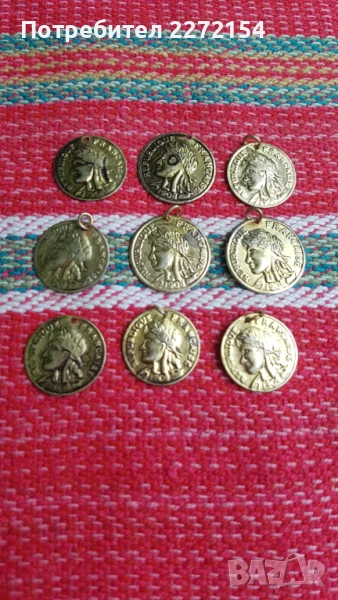 Позлатени монети за накит 9 бр, снимка 1