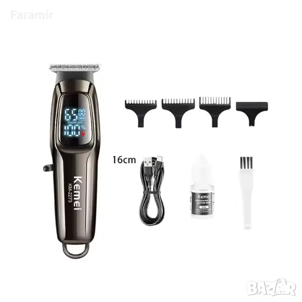 Машинка за подстригване Kemei KM-2273, Професионална, 1800mAh, 4 приставки, Графит, снимка 1