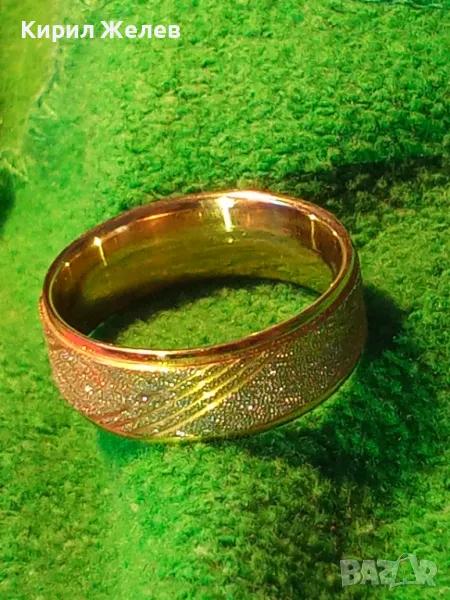 СТИЛНО ОРНАМЕНТИРАН ПОЗЛАТЕН ПРЪСТЕН ХАЛКА от БЛАГОРОДНА НЕРЪЖДАЕМА СТОМАНА 39717, снимка 1