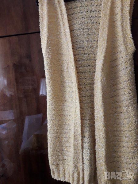 Дамски плетен елек дълъг жълт, снимка 1