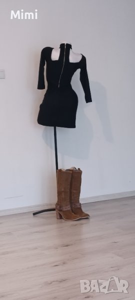 секси черна рокля и велурени ботуши , снимка 1