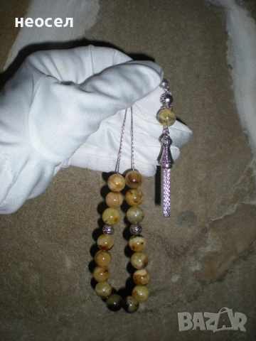 Кехлибарена броеница от балтийски кехлибар тип гръцки комболой, снимка 2 - Картини - 45751762