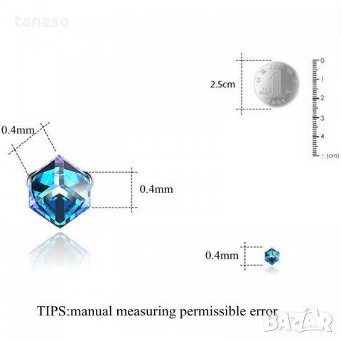 3 чифта миниатюрни обеци от кристални кубчета, снимка 2 - Обеци - 28238758