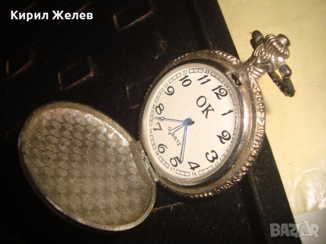 ВИНТИДЖ КВАРЦОВ ДЖОБЕН ЧАСОВНИК с ОРНАМЕНТИРАН КАПАК РАБОТЕЩ 22066, снимка 3 - Джобни - 32904202