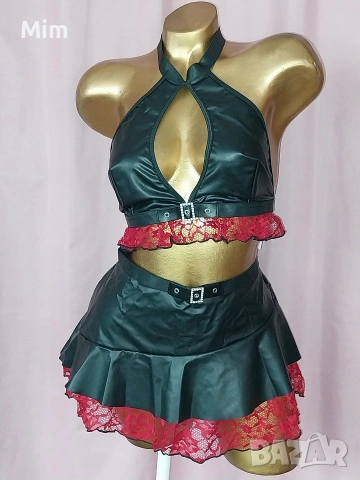 3/4XL К-т Кожено Бюстие,прашка и много къса пола , снимка 11 - Корсети, бюстиета, топове - 53299797