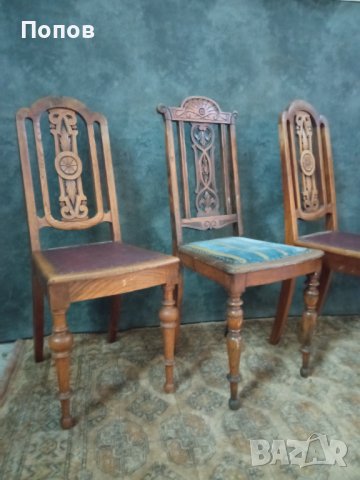Старинни столове с маса, снимка 2 - Столове - 38043670