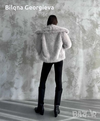 Дамско пухено палто от естествен косъм , снимка 2 - Якета - 52592328