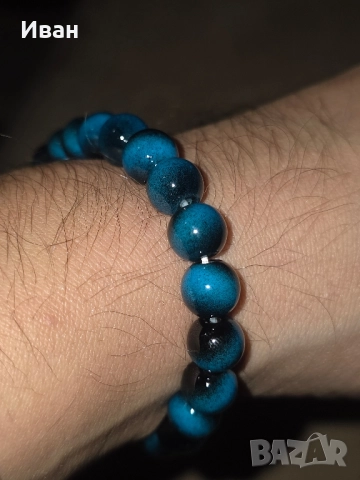 Гривна със синьо тигрово око , снимка 2 - Гривни - 52516882