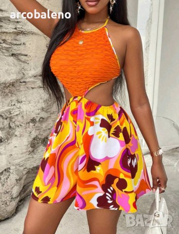 Дамски летен ярък гащеризон с халтер, 4цвята , снимка 5 - Гащеризони - 40679806