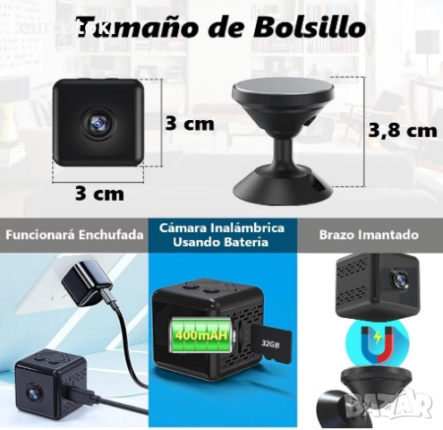 Мини шпионска камера VELER, Full HD 1080P, WiFi охранителна камера за наблюдение, безжична, със сенз, снимка 4 - IP камери - 52436804