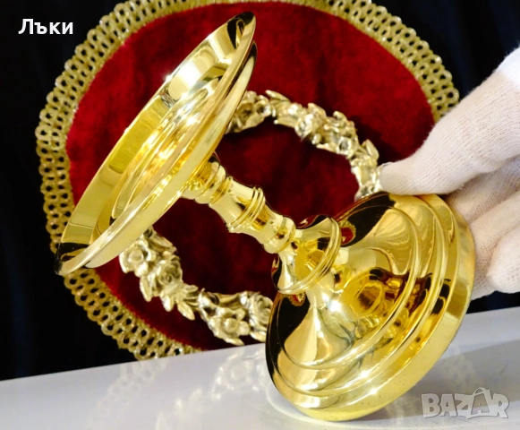 Позлатен бронзов свещник PartyLite модел Falmouth. , снимка 3 - Антикварни и старинни предмети - 52938962