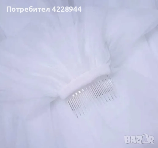 Млечно бял воал за сватба 60-80 см, асиметричен, сватбен булчински було, снимка 7 - Сватбени аксесоари - 51461635