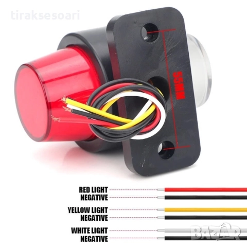 LED странични габарити тип рогче 2 броя неон ефект 12-24V червено-бяло-оранжево, снимка 7 - Аксесоари и консумативи - 52529379