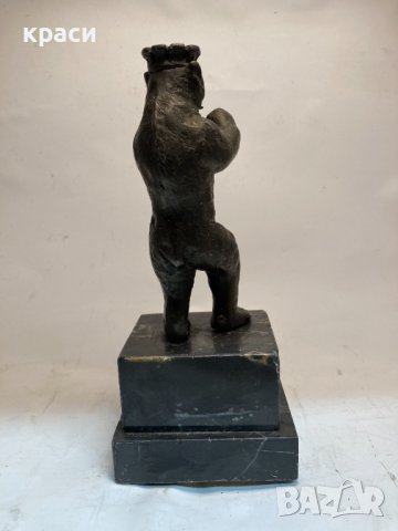Арт деко фигура на кралска мечка върху стъпаловидна мраморна основа, снимка 6 - Статуетки - 42961679