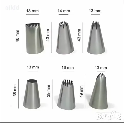 6 бр сет 1M 1A 6B 853 895 113 накрайници накрайник за пош крем украса декор торта, снимка 2 - Аксесоари за кухня - 48147600