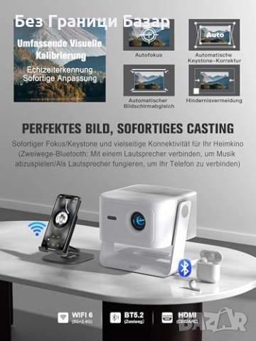 Нов черен Домашен кино проектор 4K HDR10+ с Google TV и Bluetooth звук, снимка 6 - Плейъри, домашно кино, прожектори - 52081182