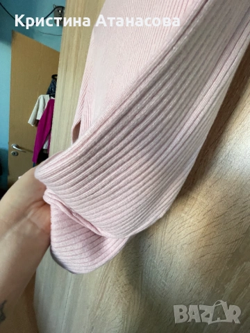 Млечно розова блуза рипс, снимка 2 - Блузи с дълъг ръкав и пуловери - 53056610