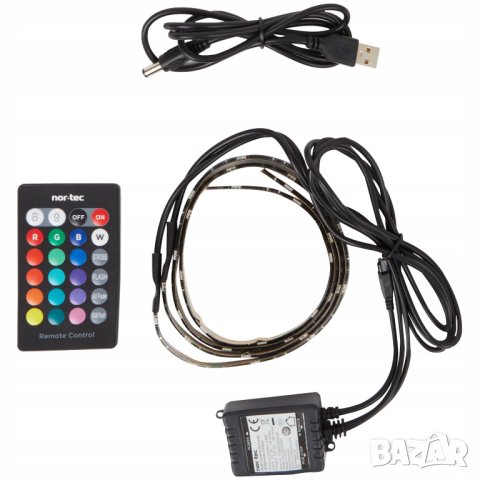 Лента с дистанционно - RGB LED USB, 2 х 50 см nor-tec, снимка 2 - Лед осветление - 43380604