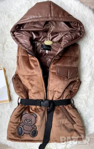 дамски елек с колан и качулка , снимка 2 - Елеци - 50408417