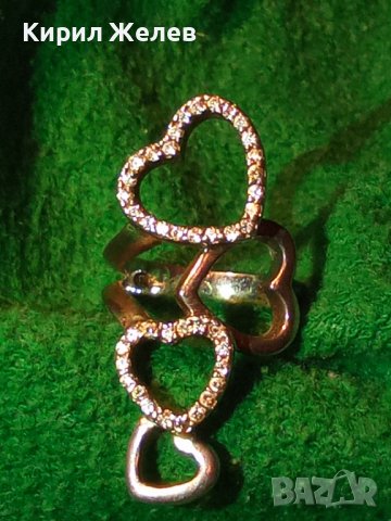 СКЪПОЦЕНЕН СРЕБЪРЕН СЪРЦЕВИДЕН ДИЗАЙНЕРСКИ ПРЪСТЕН СРЕБРО 925 с ЦИРКОНИ 20535, снимка 2 - Пръстени - 32998691