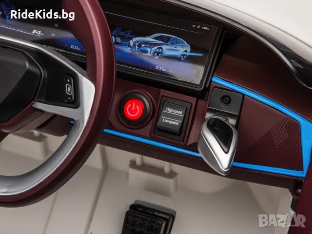 BMW i4 акумулаторна кола 12V - Детска акумулаторна кола, Бяла, EVA гуми, 4x4, снимка 12 - Детски велосипеди, триколки и коли - 49731440