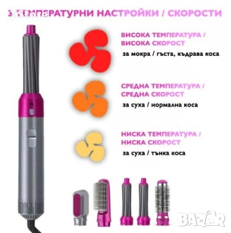 Маша за коса с 5 приставки, снимка 2 - Маши за коса - 52588846