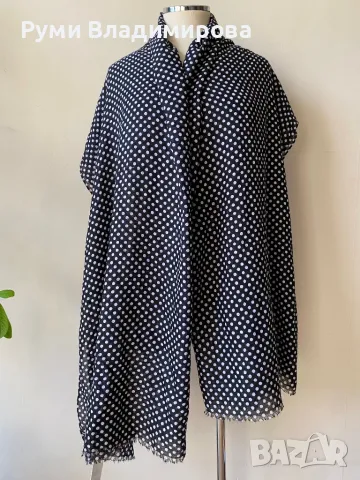 Черен шал на точки, Dixie, 100 % вискоза, с етикет, снимка 6 - Шалове - 48859802