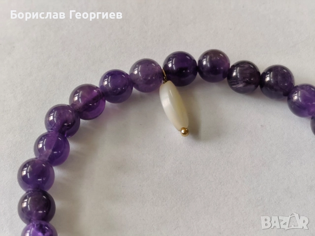 Дизайнерска гривна с аметист и златни елементи Gregio, снимка 4 - Гривни - 52835739