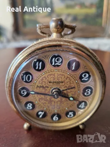 Прекрасен антикварен колекционерски немски бронзов будилник Blessing , снимка 2 - Антикварни и старинни предмети - 50308574