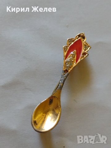 Ретро брошка игла с емайл старо градско бижу за колекция - 6802, снимка 4 - Антикварни и старинни предмети - 33379329