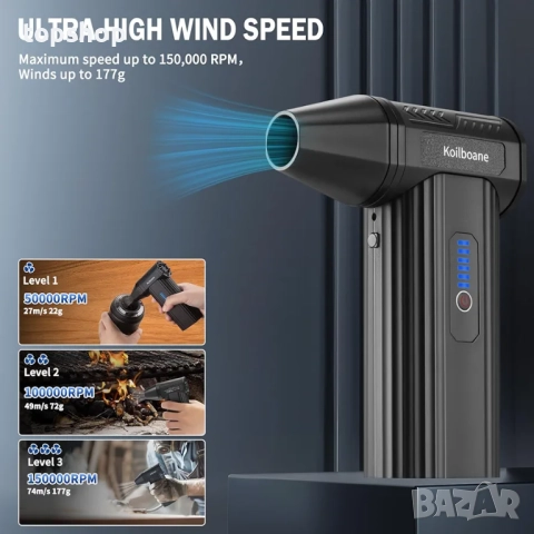 Нова електрическа духалка със сгъстен въздух 150 000 об/мин, батерия 8000 mAh, преносима турбо ..., снимка 3 - Друга електроника - 52788262