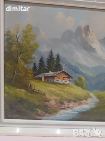 Картина пийзаж върху платно с подпис, снимка 4 - Картини - 51676658