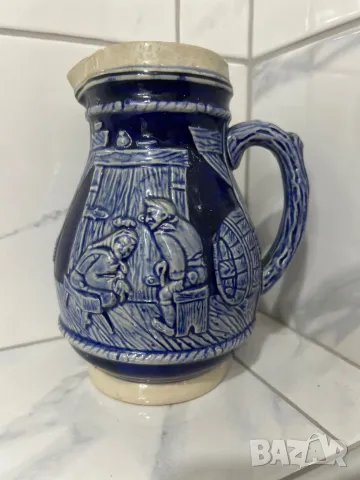 Винтидж керамична кана с кобалтово синя глазура внос Австрия, снимка 10 - Антикварни и старинни предмети - 48153658