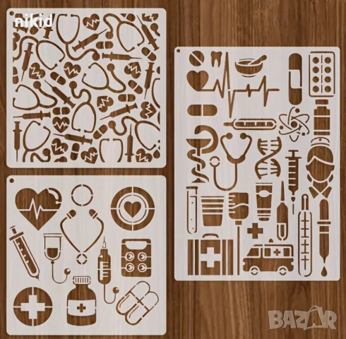 Медицина лекар лекарски Доктор Докторски стенсил шаблон спрей торта украса боя Scrapbooking