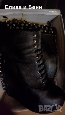 Екстравагантни готик кожени дамски боти на платформа с шипчета, снимка 9 - Дамски боти - 35066074