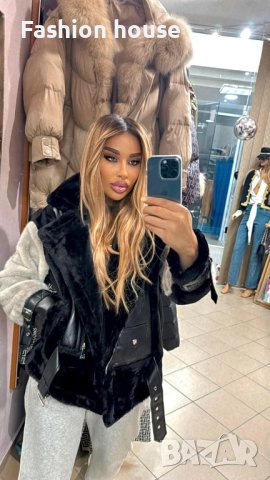 Жакет /Яке с еко косъм и еко кожа, снимка 2 - Якета - 43092021