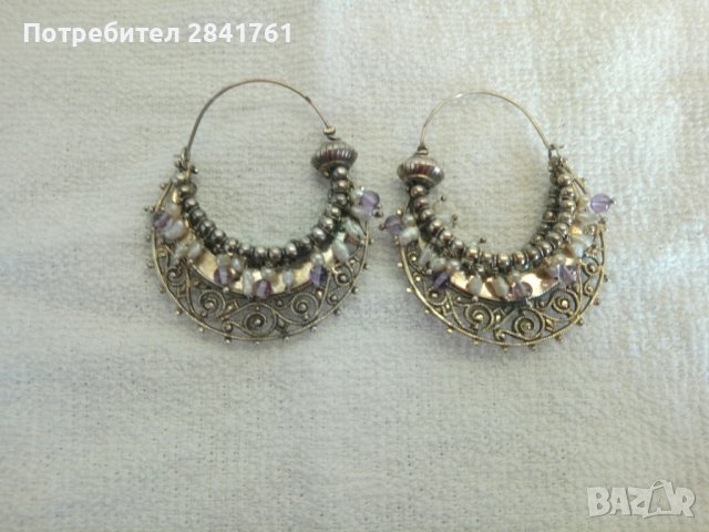 Старинни сребърни италиански обеци с перли и аметисти, снимка 11 - Обеци - 44110370