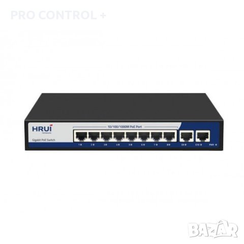 Продавам POE SWITCH 10/100/1000, 8 PORTS + 2 UPLINK X 1000MBIT, 20GBPS, IEEE802.3AF/AT, 52V/1.25A, снимка 1 - Суичове - 43852833